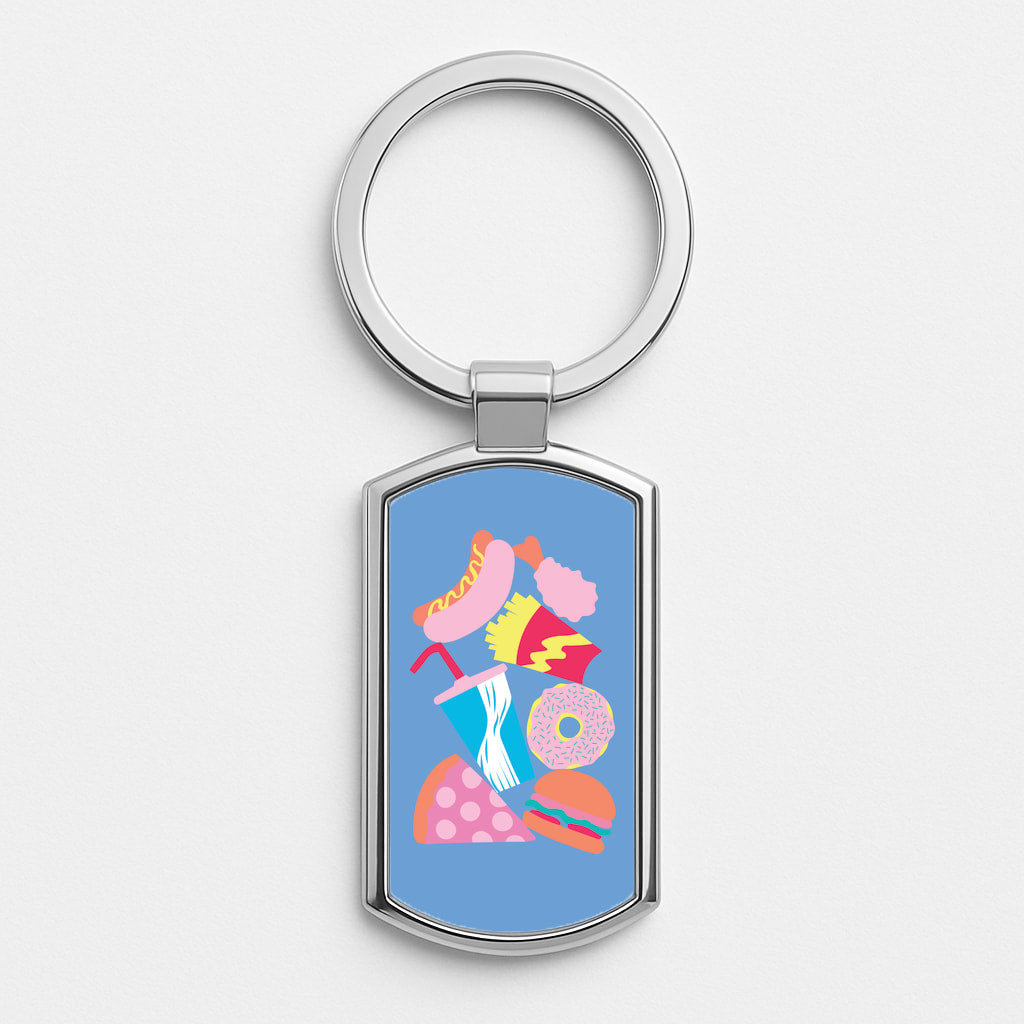 All The Foods - Fast Food Patterns Luxury Keyring