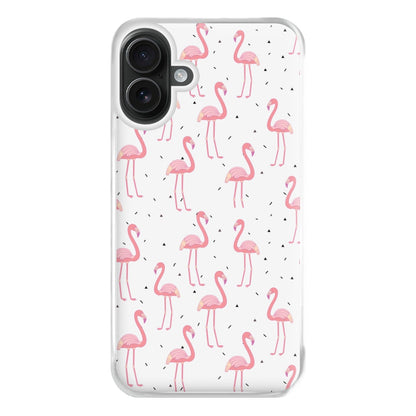 Pink Flamingo Pattern Phone Case for iPhone 16 Plus