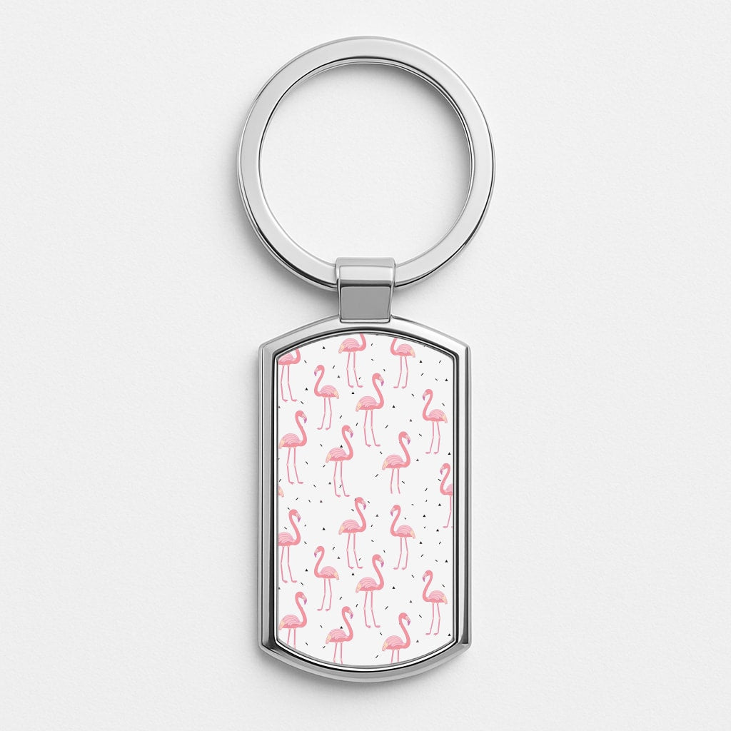Pink Flamingo Pattern Luxury Keyring