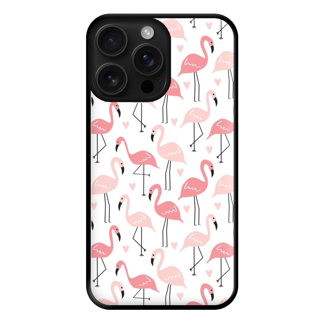 White & Pink Flamingo Pattern Phone Case