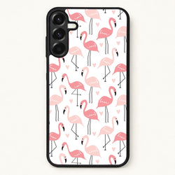 White & Pink Flamingo Pattern Phone Case for Galaxy A37
