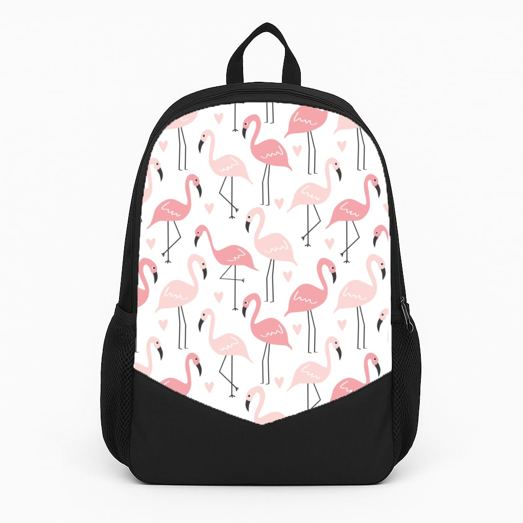 White & Pink Flamingo Pattern Backpack