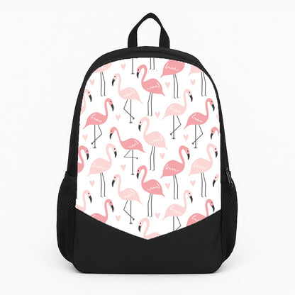 White & Pink Flamingo Pattern Backpack