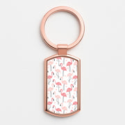 White & Pink Flamingo Pattern Luxury Keyring 4