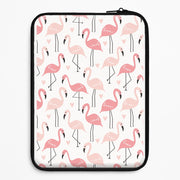 White & Pink Flamingo Pattern Laptop Sleeve 1