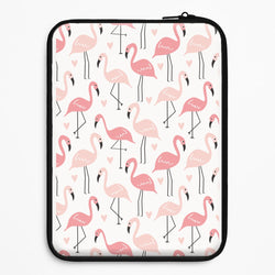 White & Pink Flamingo Pattern Universal Laptop Sleeve