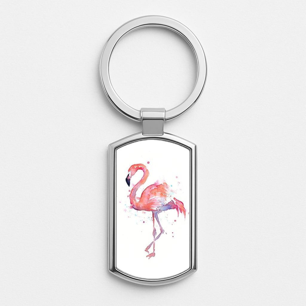 Watercolour Flamingo Painting Luxury Keyring