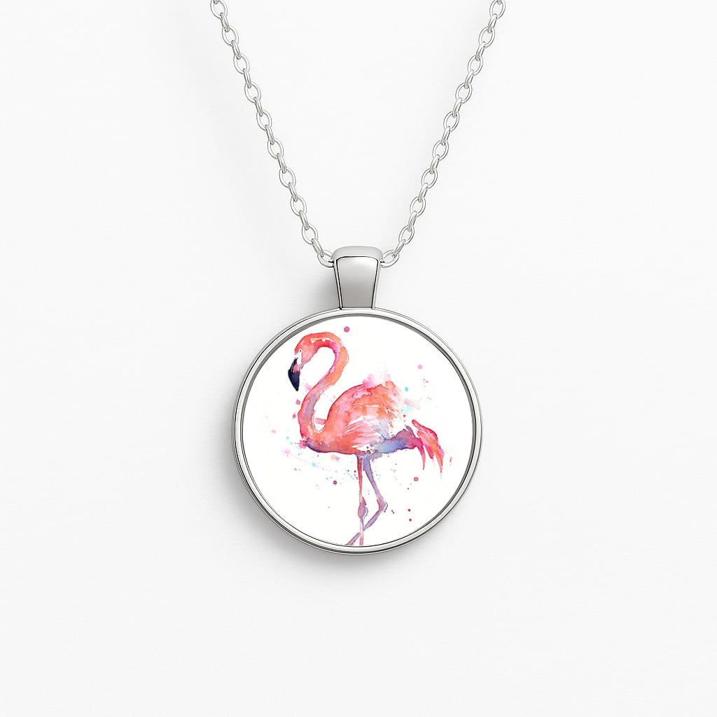 Watercolour Flamingo Painting Necklace