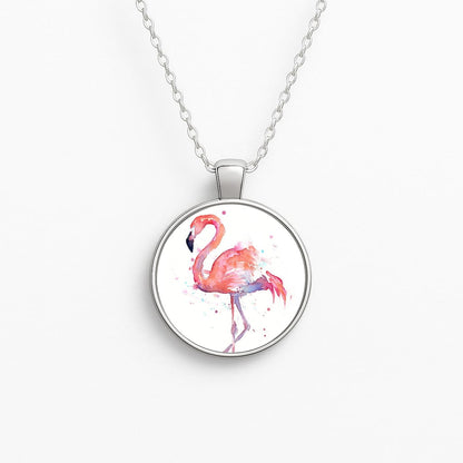 Watercolour Flamingo Painting Necklace