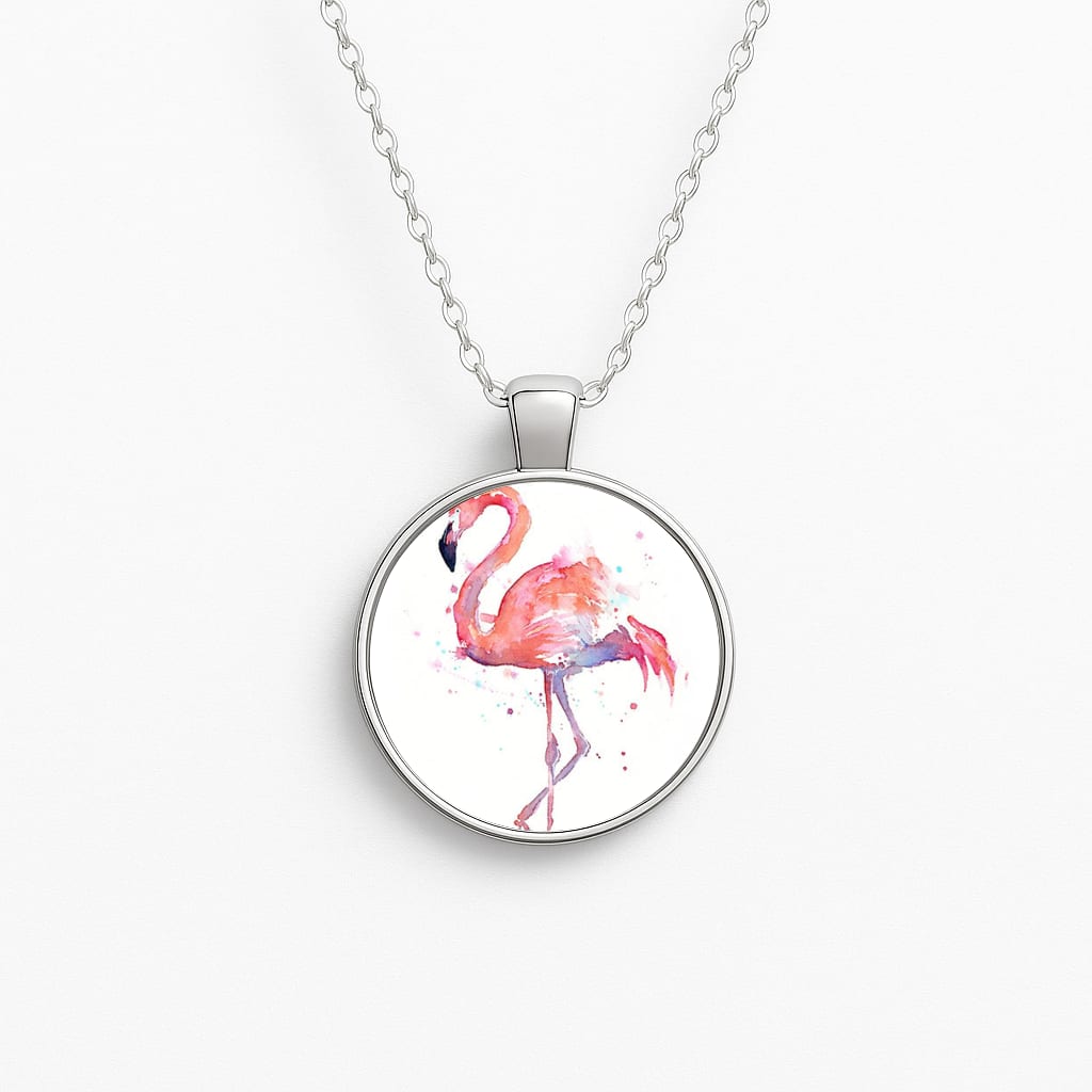Watercolour Flamingo Painting Necklace