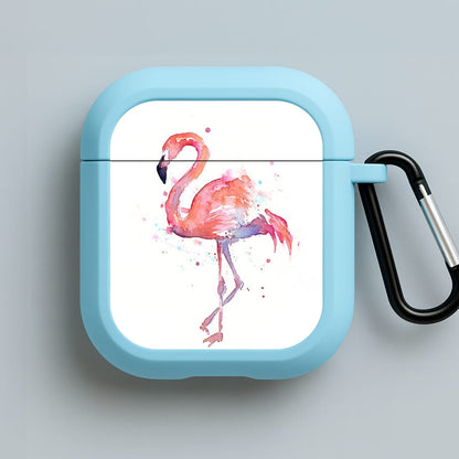 Watercolour Flamingo Painting Blue AirPods Case