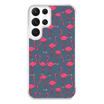 Basic Pink Flamingo Pattern Phone Case for Galaxy S22 Ultra