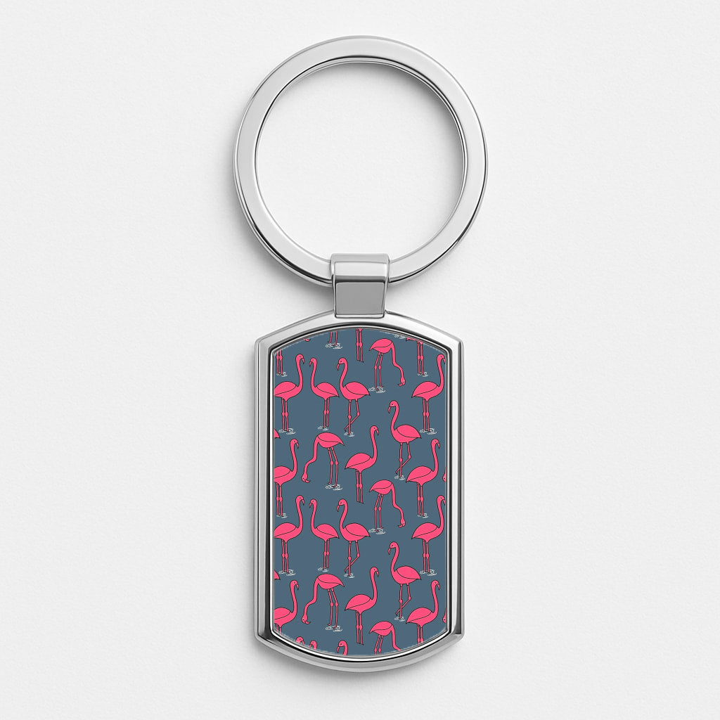 Basic Pink Flamingo Pattern Luxury Keyring