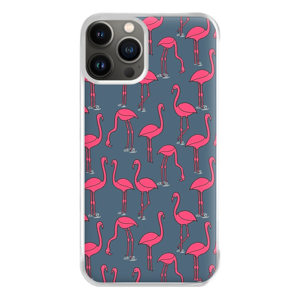 Basic Pink Flamingo Pattern Phone Case for iPhone 13 Pro Max