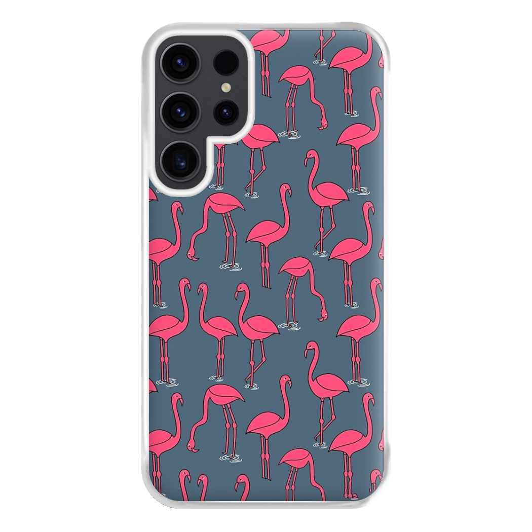 Basic Pink Flamingo Pattern Phone Case for Galaxy S23 Ultra