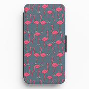 Basic Pink Flamingo Pattern Flip Wallet Phone Case 1