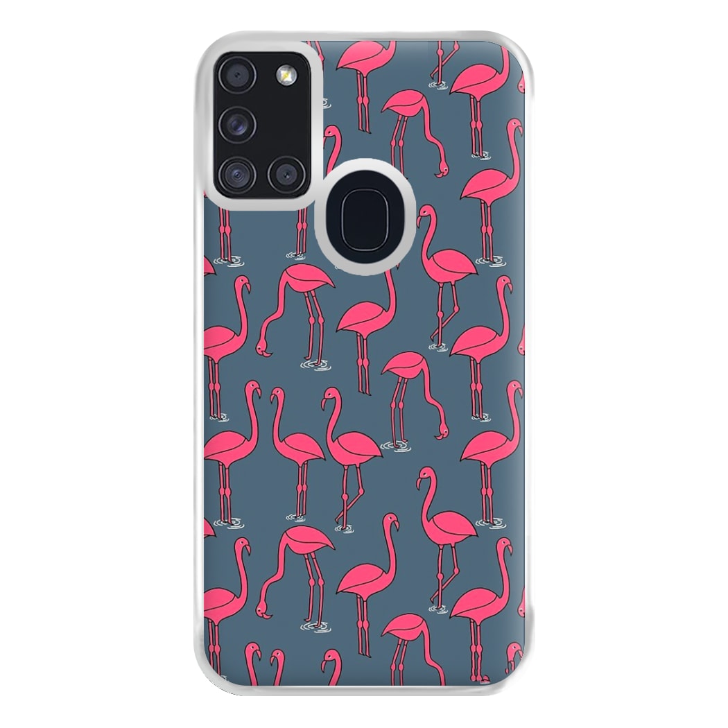 Basic Pink Flamingo Pattern Phone Case for Galaxy A21s