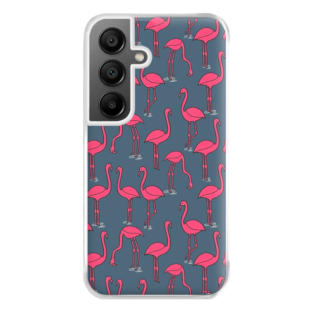 Basic Pink Flamingo Pattern Phone Case for Galaxy A55