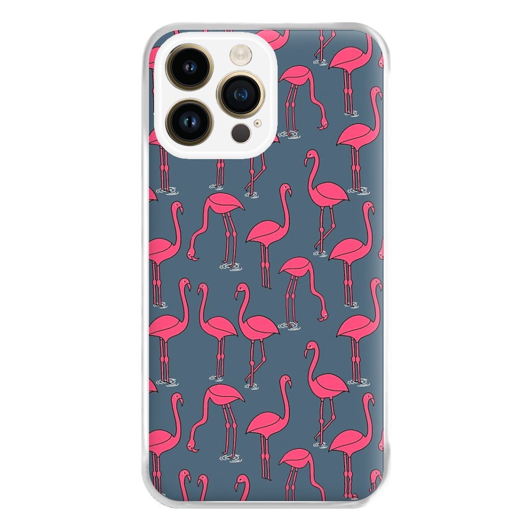 Basic Pink Flamingo Pattern Phone Case for iPhone 14 Pro Max