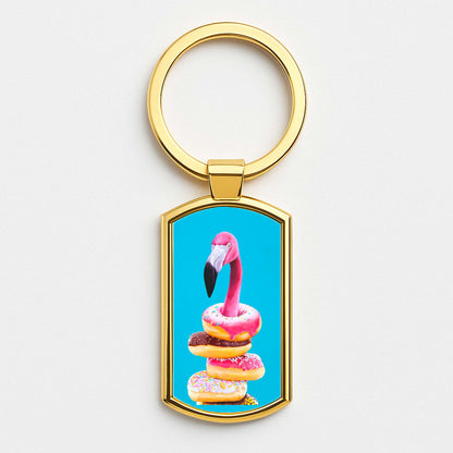 A Famished Flamingo Gold Keyring