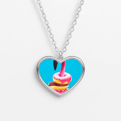 A Famished Flamingo Heart Necklace