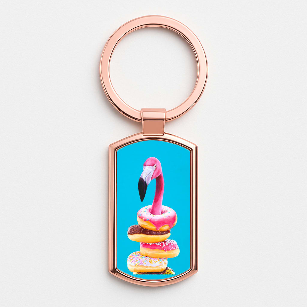 A Famished Flamingo Rose Gold Keyring