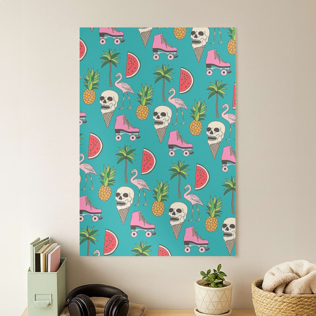 Skull Creams - Summer Pattern Poster