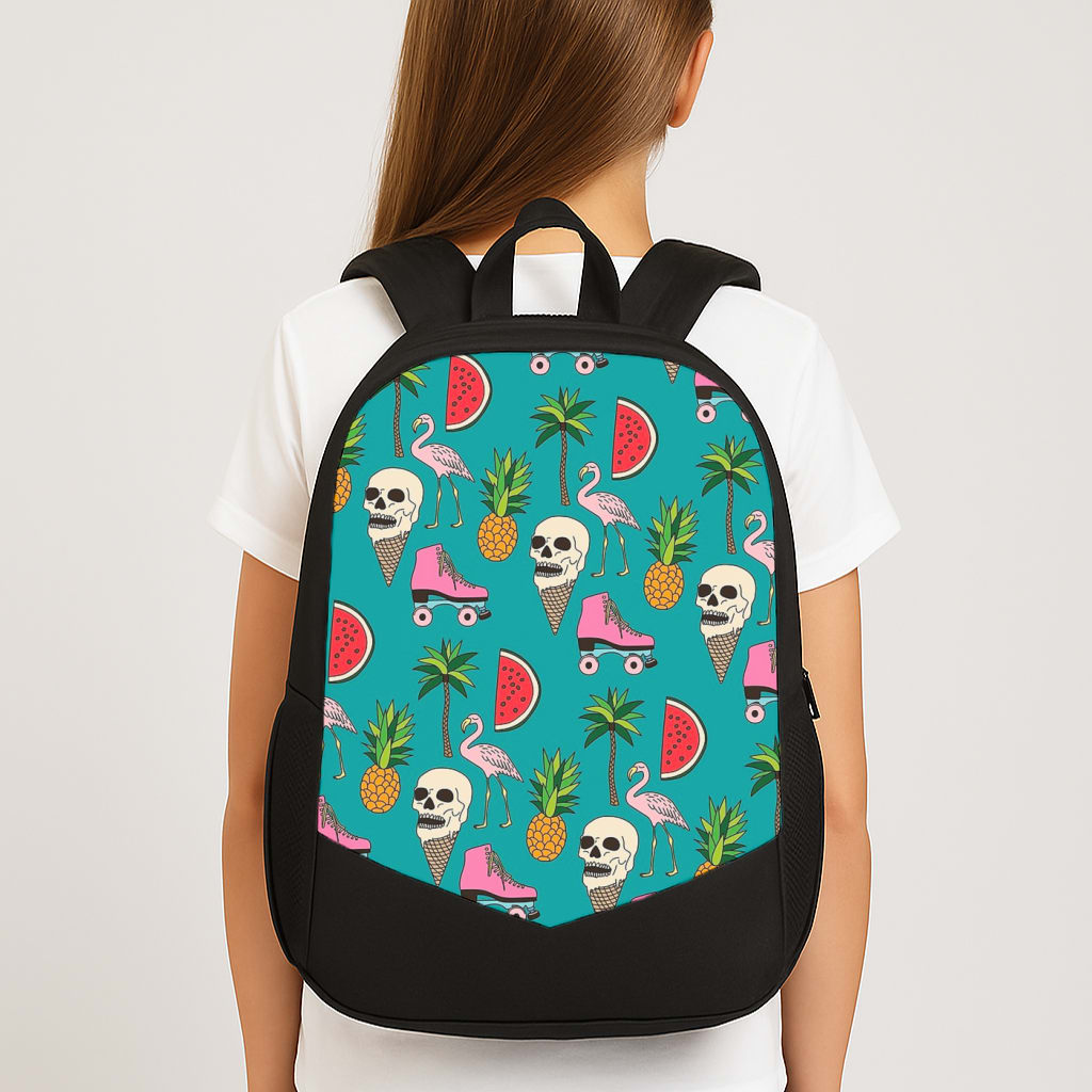 Skull Creams - Summer Pattern Large School Bag