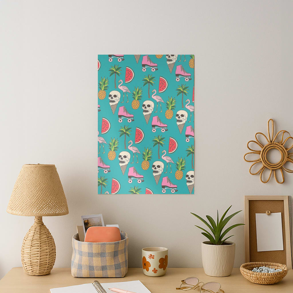Skull Creams - Summer Pattern Art Print