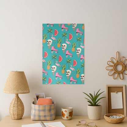 Skull Creams - Summer Pattern Art Print
