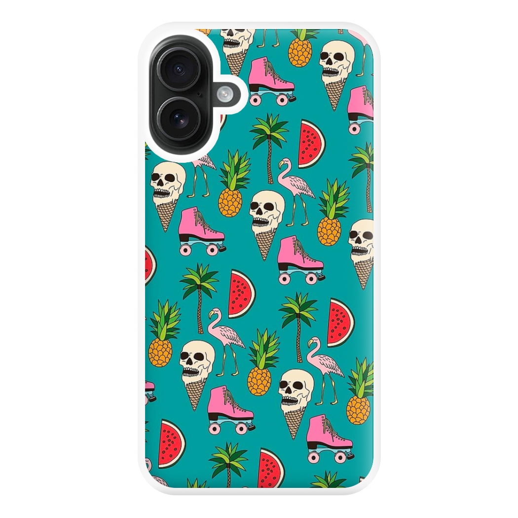 Skull Creams - Summer Pattern Phone Case for iPhone 16 Plus