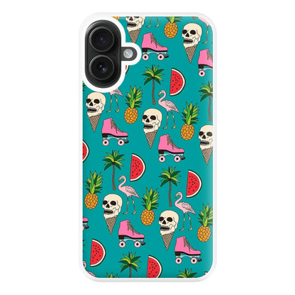 Skull Creams - Summer Pattern Phone Case for iPhone 16 Plus