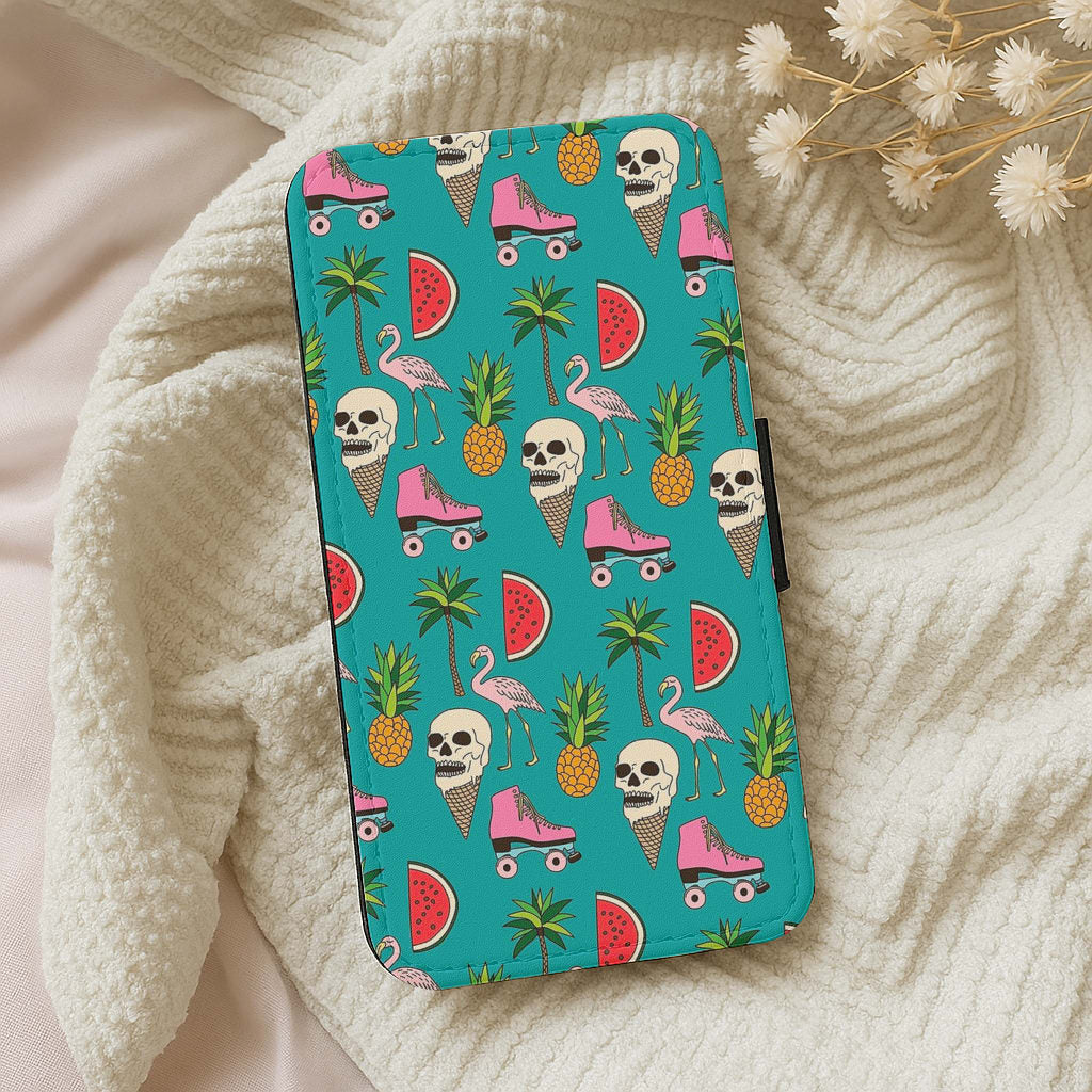 Skull Creams - Summer Pattern Flip Wallet Phone Case