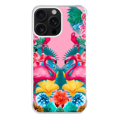 Flamingo and Tropical garden Phone Case for iPhone 16 Pro Max