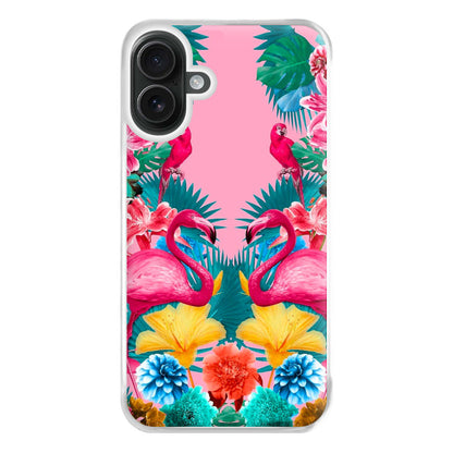 Flamingo and Tropical garden Phone Case for iPhone 16 Plus