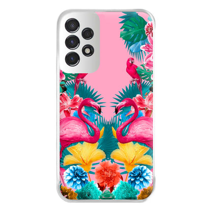 Flamingo and Tropical garden Phone Case for Galaxy A53