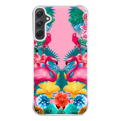 Flamingo and Tropical garden Phone Case for Galaxy A54