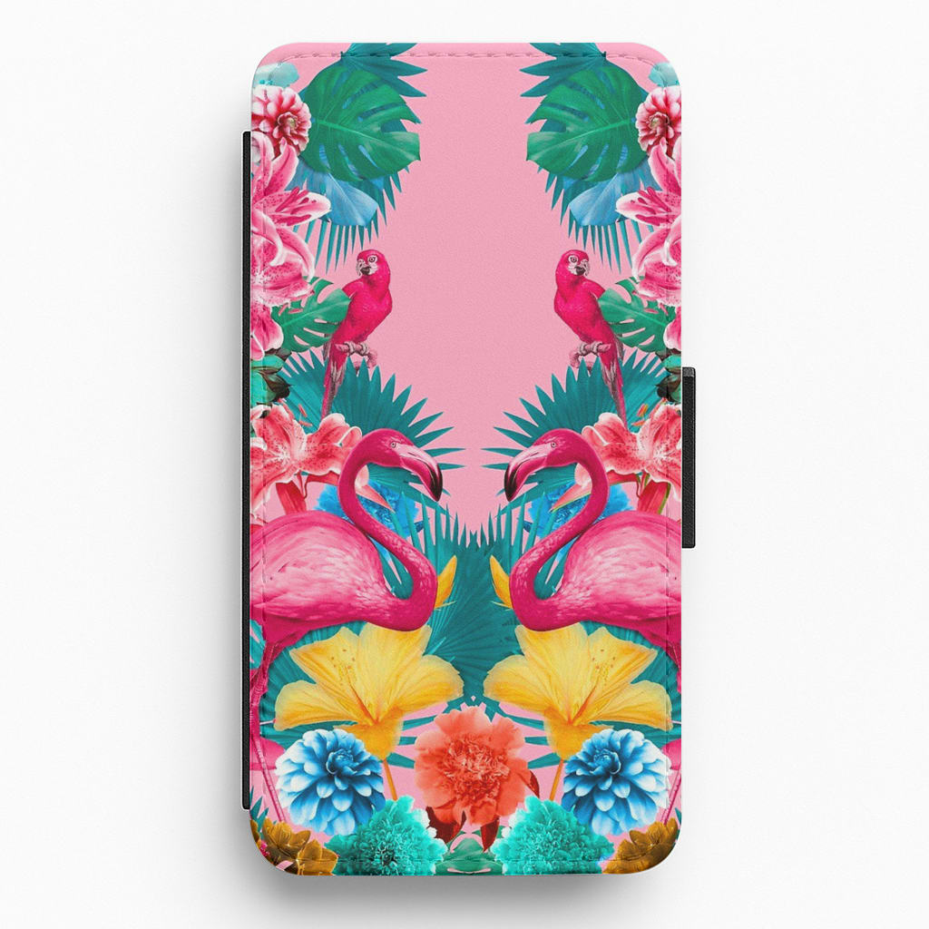 Flamingo and Tropical garden Flip Wallet Phone Case