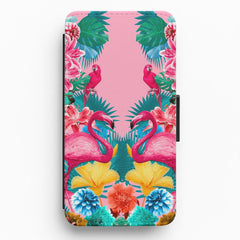 Flamingo and Tropical garden Flip Wallet Phone Case
