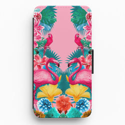 Flamingo and Tropical garden Flip Wallet Phone Case