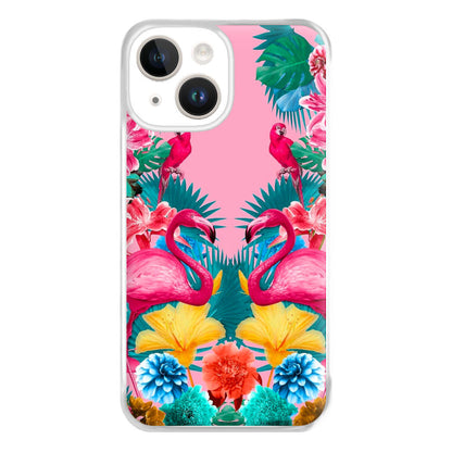 Flamingo and Tropical garden Phone Case for iPhone 14