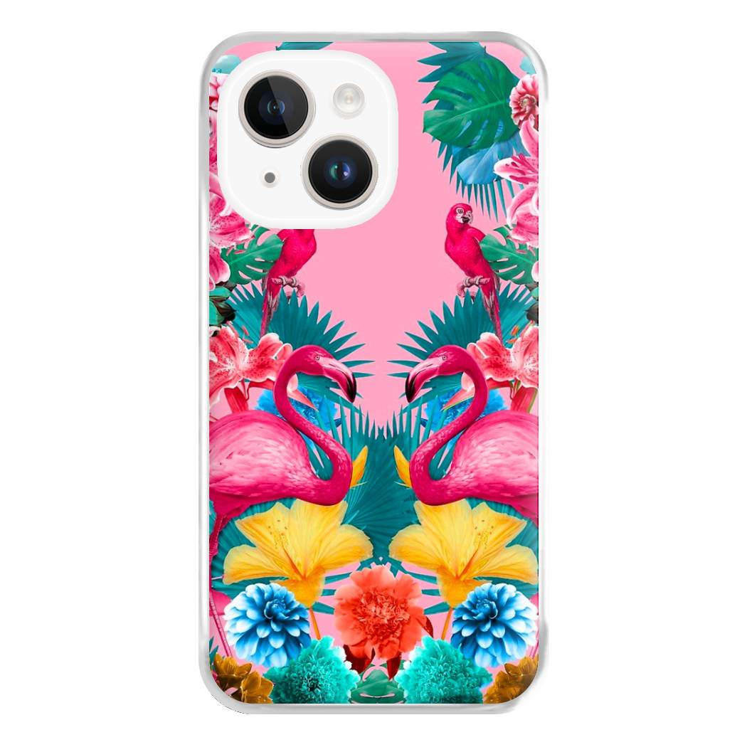 Flamingo and Tropical garden Phone Case for iPhone 14 Plus