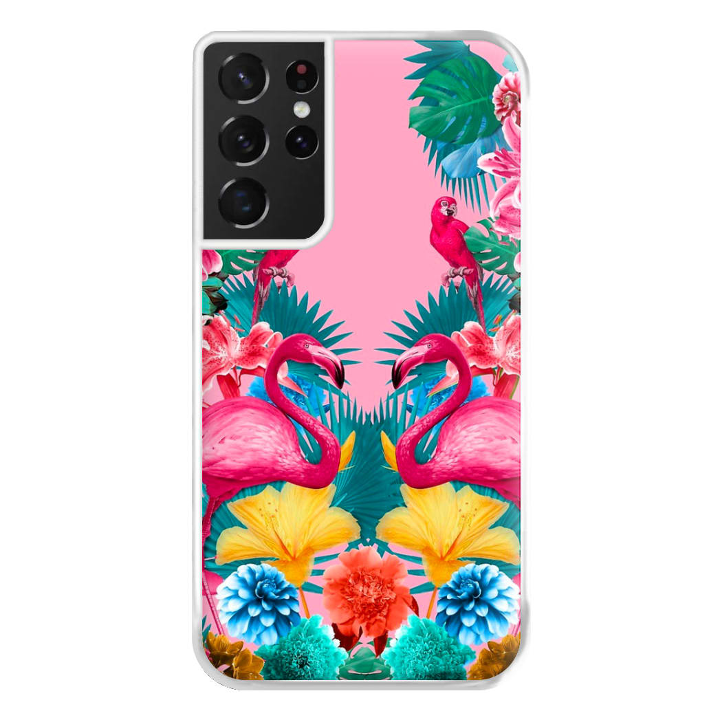 Flamingo and Tropical garden Phone Case for Galaxy S21 Ultra