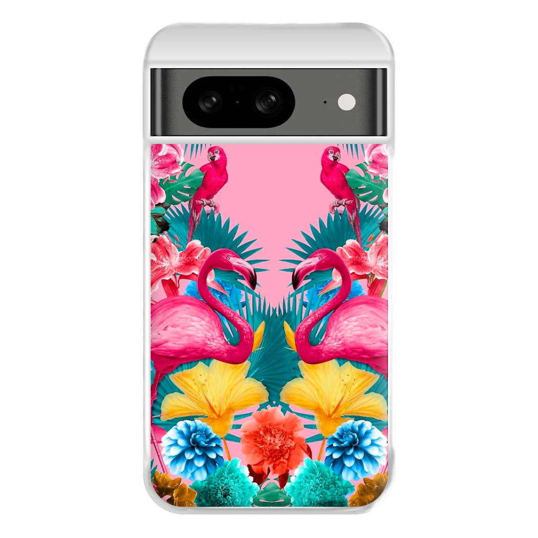 Flamingo and Tropical garden Phone Case for Google Pixel 8