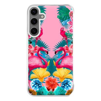 Flamingo and Tropical garden Phone Case for Galaxy S24FE