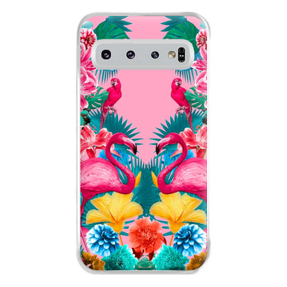 Flamingo and Tropical garden Phone Case for Galaxy S10 Plus