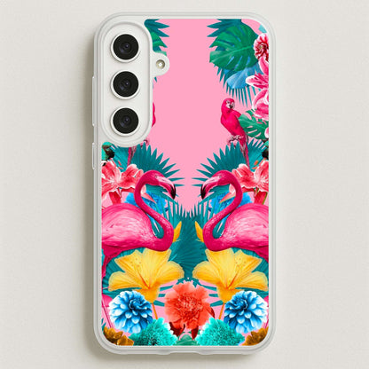 Flamingo and Tropical garden Phone Case for Galaxy S25FE