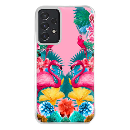 Flamingo and Tropical garden Phone Case for Galaxy A52 / A52s