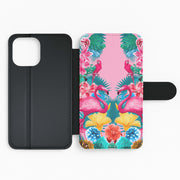 Flamingo and Tropical garden Flip Wallet Phone Case 2