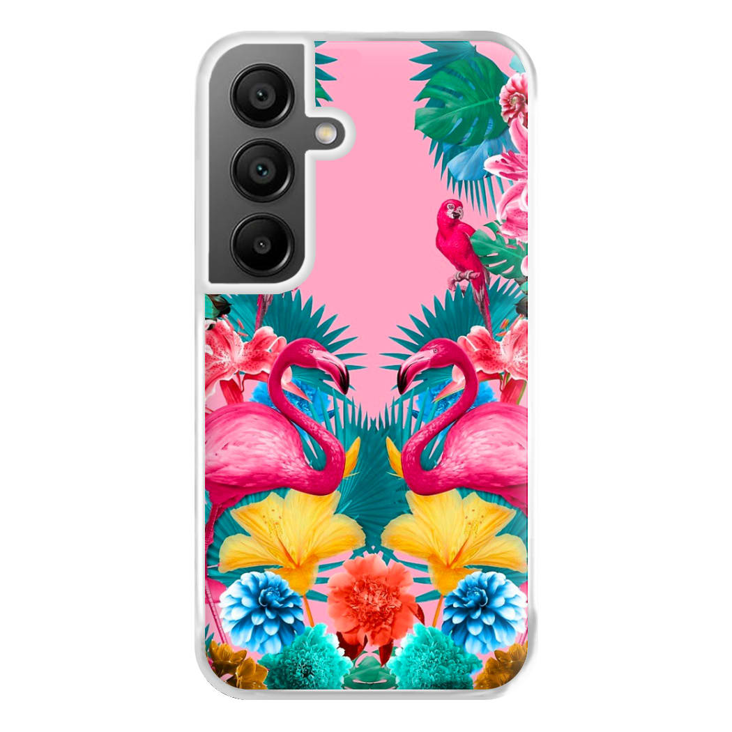 Flamingo and Tropical garden Phone Case for Galaxy A55